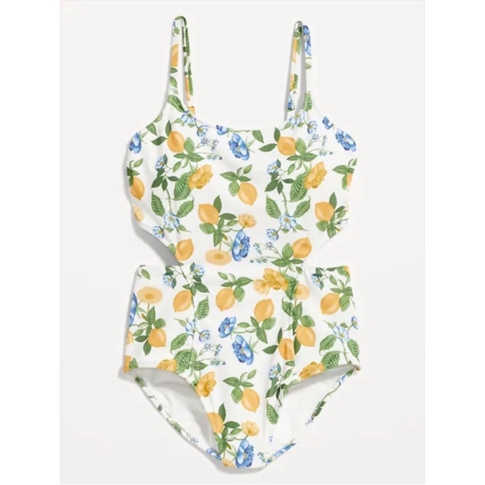NWT! Old Navy Floral Lemon Print One Piece Swimsuit